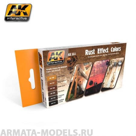 AK551 Набор акриловых красок RUST EFFECTS COLORS SET