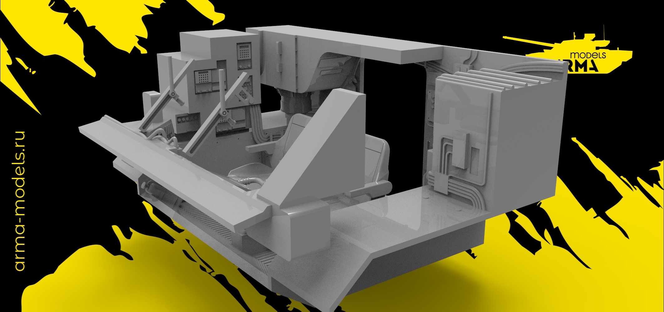 AM3703 Интерьер для Тора. Водительское отделение ( рубка управления) ТОР для модели Звезда 3633