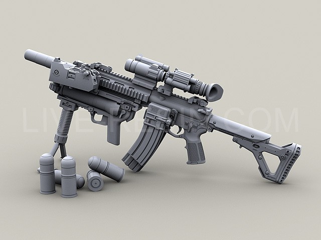 LRE35130 Модульная штурмовая винтовка Heckler & Koch HK416, длинный и короткий ствол с/без сдвоенным магазином, с подствольным гранатометом HK M320 Grenade Launcher Module (GLM), глушителем