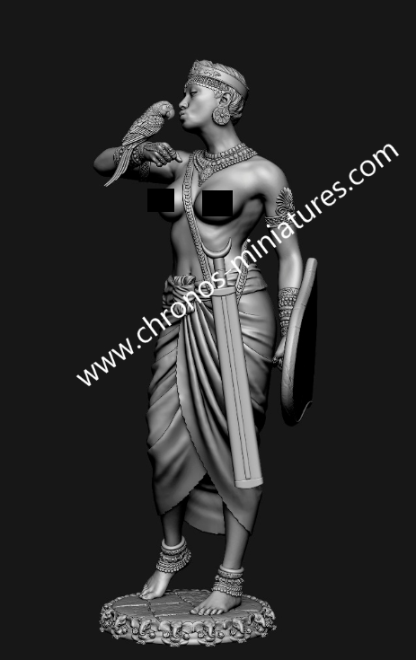 CHM-54288(M). Индийская женщина-телохранитель, 4-2 века до н.э. Материал - белый металл. Chronos Miniatures