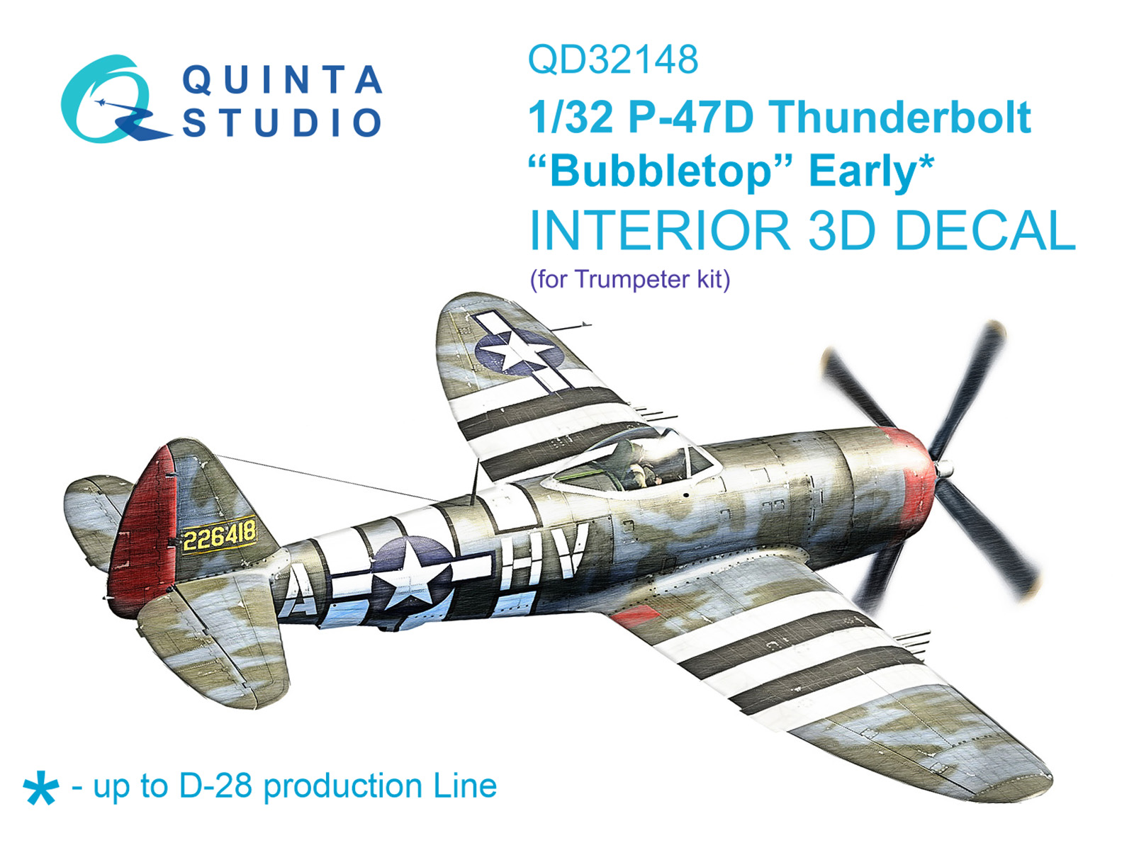 QD32148 3D Декаль интерьера кабины P-47D Thunderbolt Bubbletop Early (Trumpeter)