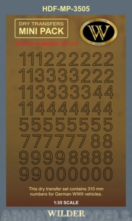 MP-3505 Немецкие номера для наземной техники. Сет 2.2 Контурные, чёрные, высота 310 мм.