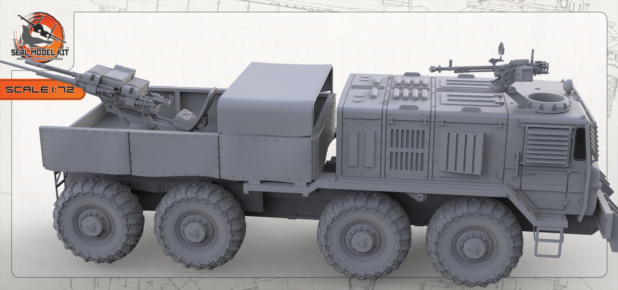 AM72447 Многоцелевой автомобиль выживания КЗКТ-537Л "Пустынный Страж" Seal Model Kit