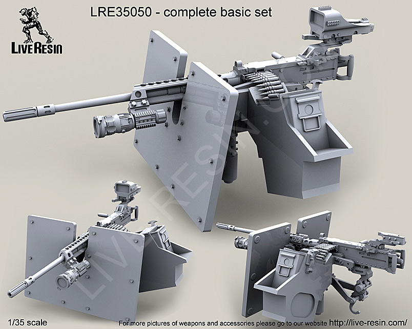 LRE35050 Пулемёт M2 Browning .50 калибр на треноге M3 с тяжёлой пулемётной установкой MK93, регулируемое по высоте основание и широкий пронированный щит S.A.G. (Save-A-Gunner)