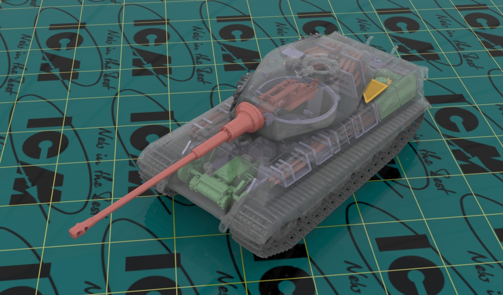 35364 Pz.Kpfw.VI Ausf.B Королевский Тигр (позднего производства) с полным интерьером и наборными траками гусениц 1/35 ICM