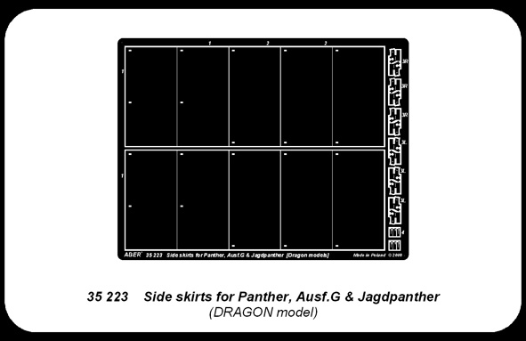 ABR-35 223  Дополнения для  Side skirts forPanther Ausf.G & Jagdpanther для New Dragon 1/35