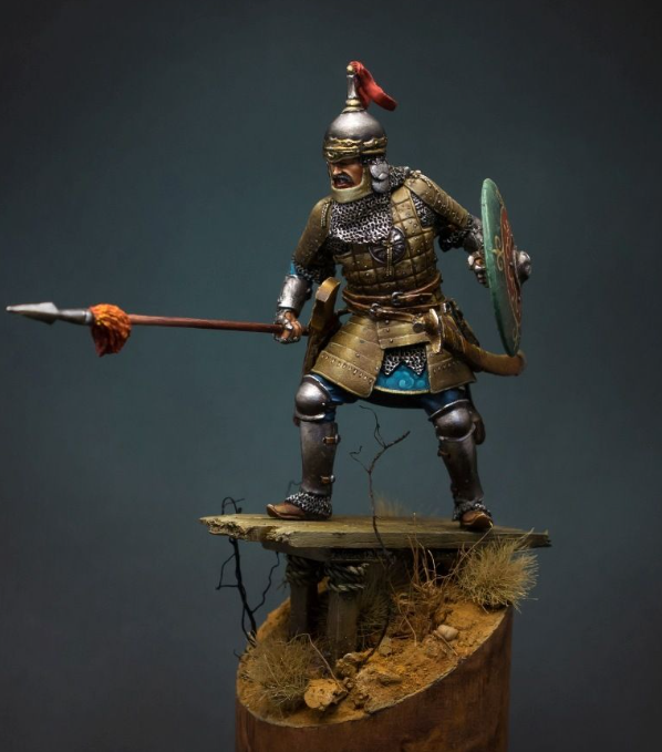 CHM-54047. Татаро-монгольский воин с копьем, 14 век. 54 мм. Материал - смола. Chronos Miniatures