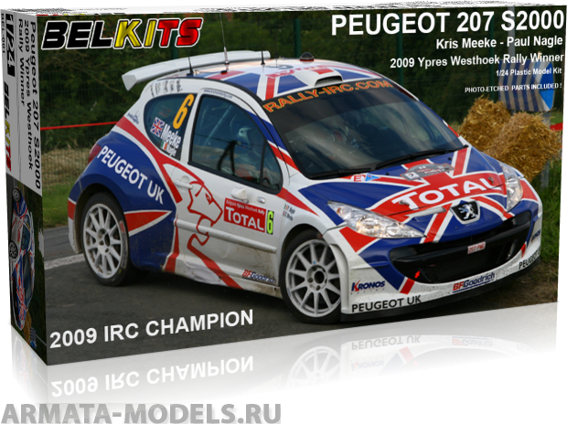BEL001 Сборная модель автомобиля PEUGEOT 207 S2000 MEEKE YPRES 2009 Belkits