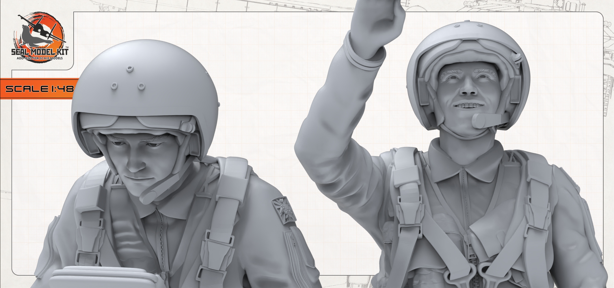 smk48060 Набор пилотов в кабине (2 фигуры) (Не для свободной продажи) Seal Model Kit