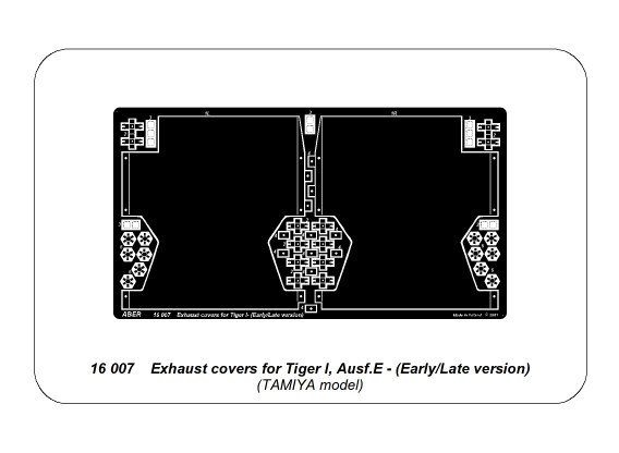 ABR-16-007  Дополнения для  Exhaust covers for Tiger I, Ausf.E – (Early/Late version) для Tamiya 1/16