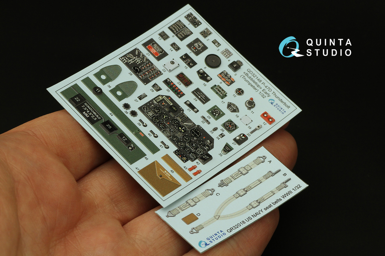 QD32148 3D Декаль интерьера кабины P-47D Thunderbolt Bubbletop Early (Trumpeter)