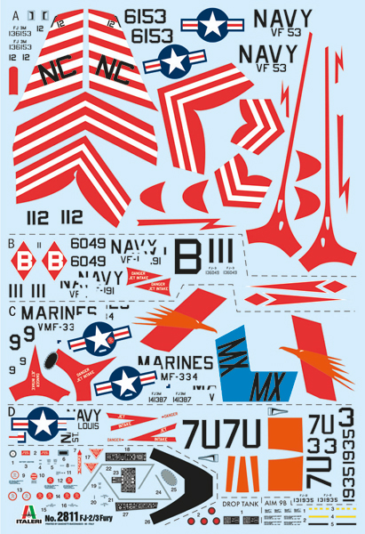 2811ИТ Самолет NORTH AMERICAN FJ-2/&3 FURY (10013160/170621/0366752, ИТАЛИЯ ) Italeri