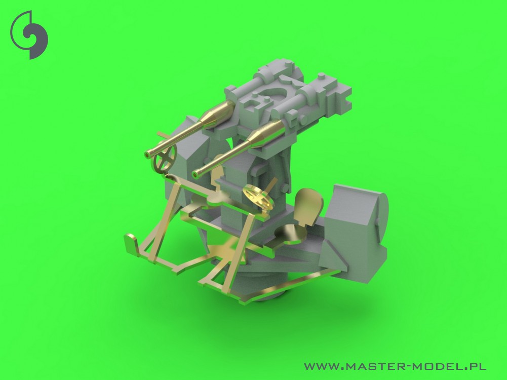 SM-350-103 French Twin Mount 37 мм / 50 (1,46 дюйма) Модель 1933 - (смола, полиэтилен и токарные детали) - (4 шт.)