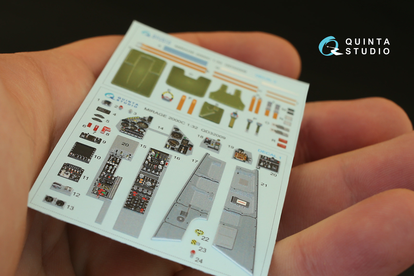 QD32009 1/32 3D Декаль интерьера кабины Mirage 2000C (для модели Kitty Hawk) Quinta Studio