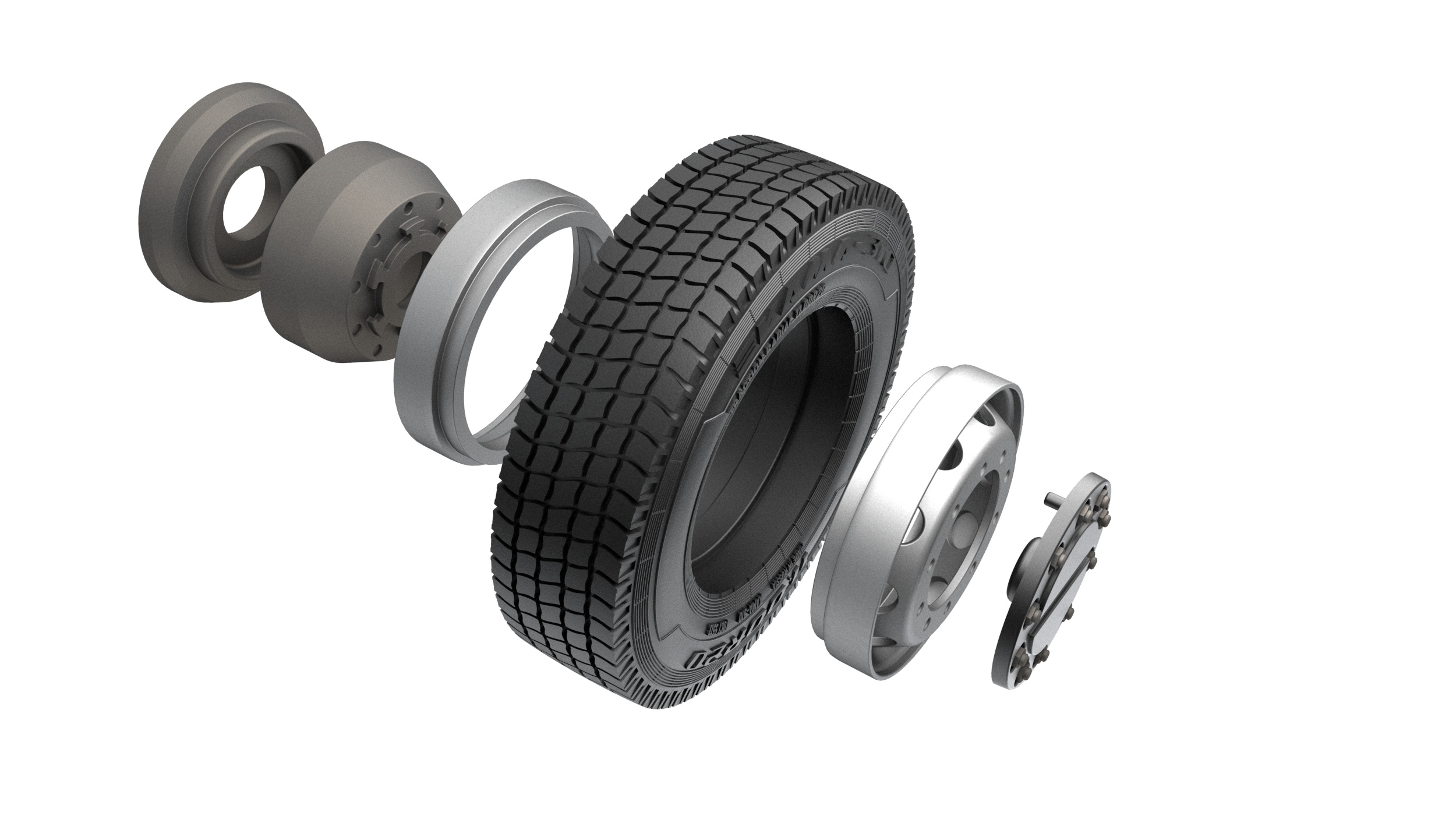 ARM35374 КамАЗ-43253 Набор шоссейных колес без нагрузки КАМА-310(евро) (6 штук+запаска+балка)  