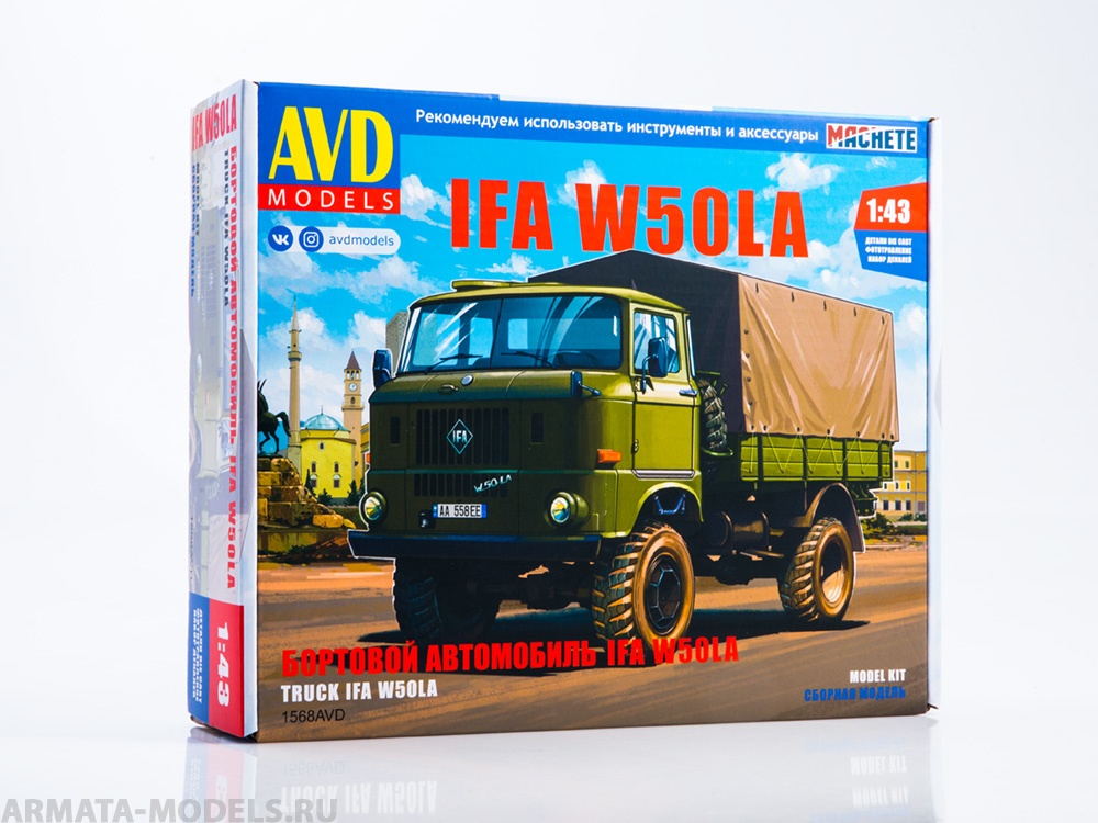 1568AVD Сборная модель IFA W50LA бортовой (с тентом) AVD Models