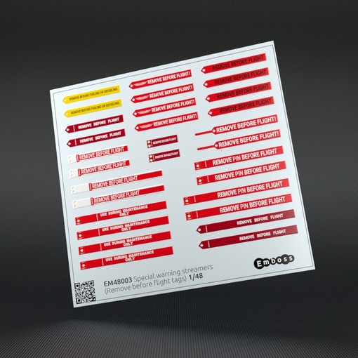 EM48003 Гибкие двухсторонние специальные предупреждающие ленты (Remove before flight warning streamers)