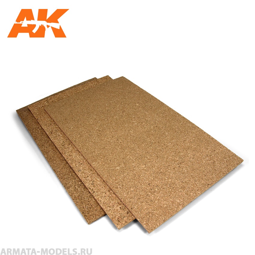 AK8049 Пробковый лист CORCK SHEETS - FINE GRAINED - 200 x 300 x 1-2-3mm (3 SHEETS)