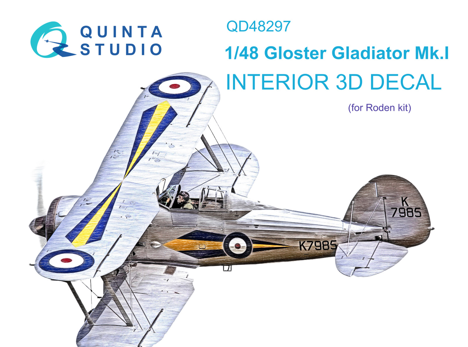 QD48297 3D Декаль интерьера кабины Gloster Gladiator MKI (Roden)