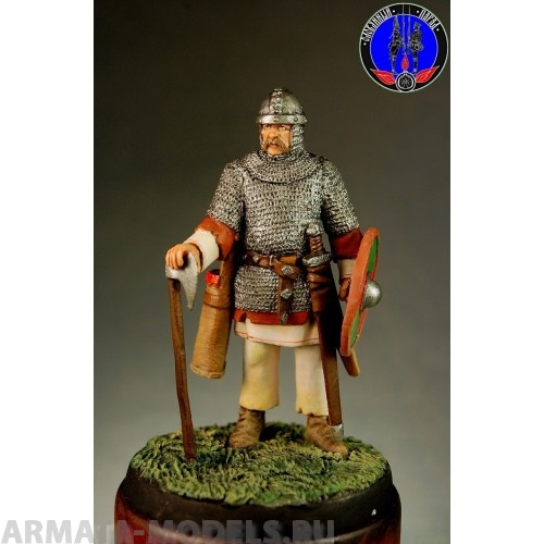 ОП.60.003 Фигура из белого металла  Русский дружинник 10 век  Студия Оловянный Парад