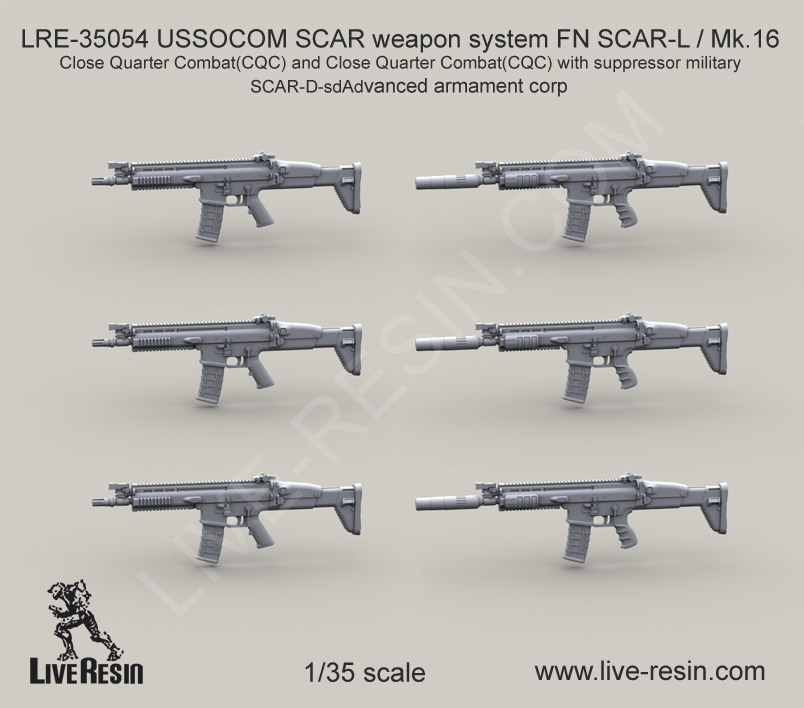 LRE35054 USSOCOM SCAR weapon system FN SCAR-L / Mk.16  Close Quarter Combat(CQC) and Close Quarter Combat(CQC) with suppressor military SCAR-D-sd Advanced armament corp