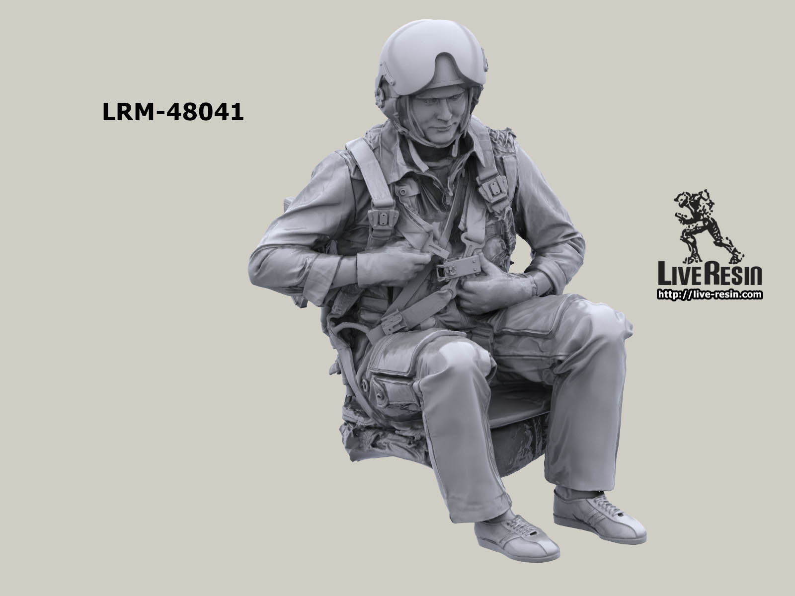 LRM48041 Советский пилот в кабине вертолета Ми-8, с парашютом С4У, фигура 10 Live Resin