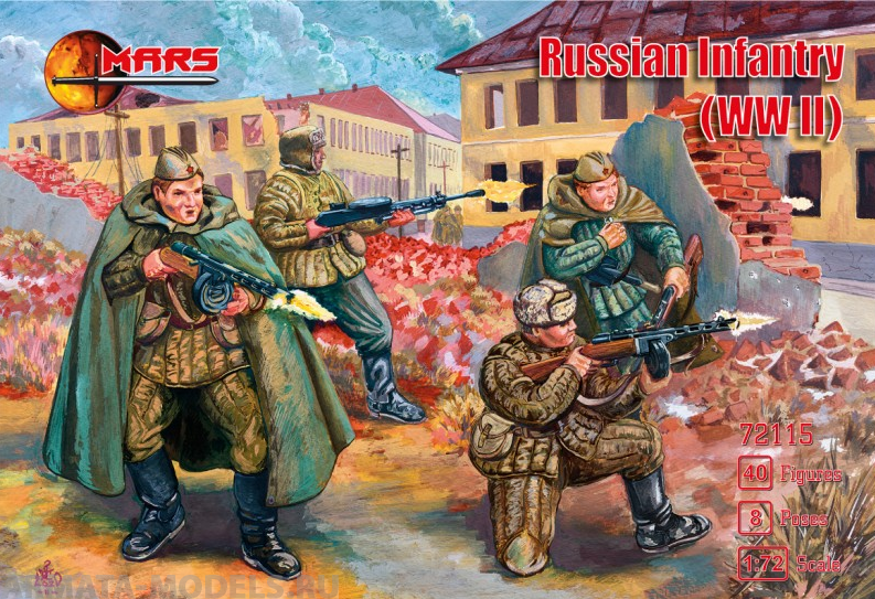 72115MR Набор фигур WWII Russian Infantry 1/72 Mars, 1/72 Mars