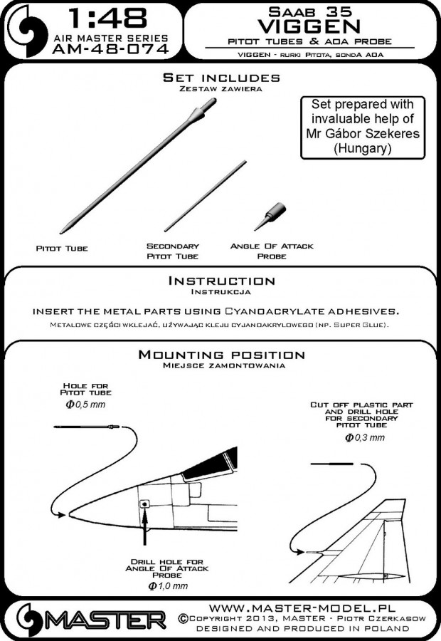 AM-48-074 ПВД и датчик угла атаки для самолета SAAB 37 Viggen