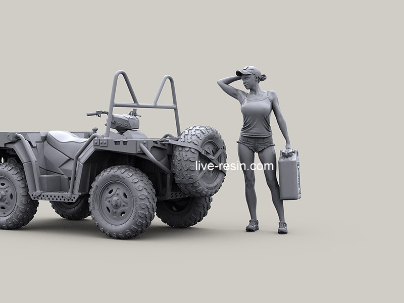 LRM35036 Девушка байкер в бейсболке с топливной канистрой (рекомендуется для использования с моделью квадроцикла Live Resin LRE-35318)