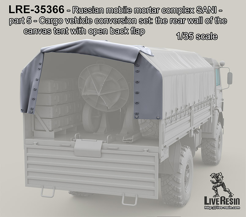 LRE35366 Комплекс 2С12 Сани - Задняя часть тента с откинутым клапаном для модели Камаза от Звезда