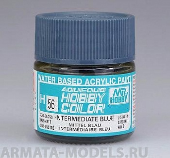 H056  Краска водоразбавляемая художественная т.м. MR.HOBBY  10мл  INTERMEDIATE BLUE