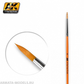 AK606 Кисть художественная ROUND BRUSH 6 SYNTHETIC