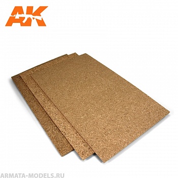 AK8047 Пробковый лист CORCK SHEETS - FINE GRAINED - 200 x 300 x 2mm (2 SHEETS)