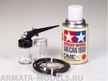 74404T Tamiya-Badger 250 II Airbrush Set (аэрограф с баллоном сжат. воздуха 180мл.и переходником)