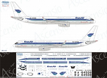 Т21-003 Декаль для самолета Туполев Tu-214 КрасАйр (Красноярские Авиалинии) 1/144