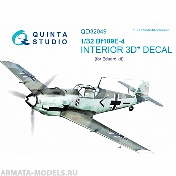 QD32049 3D Декаль интерьера кабины Bf 109E-4 (для модели Eduard)